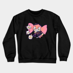 Mudwizard redraws pink pastel bebe with Japanese word cheese/ madoka magica Crewneck Sweatshirt